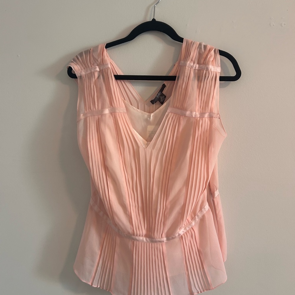 Folio 100% Silk Peach Pleated Blouse
